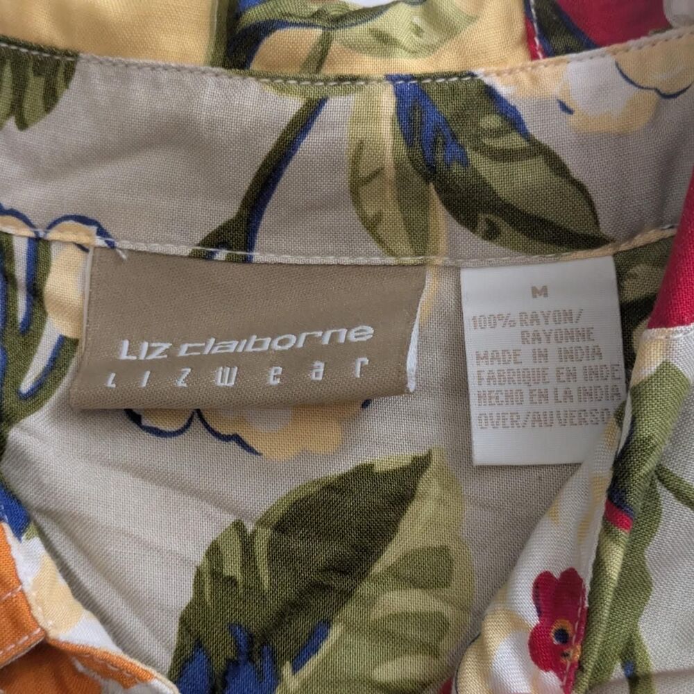 Liz Claiborne Lizwear Floral Patchwork Sleeveless Button Up Shirt Size M - Picture 4 of 7
